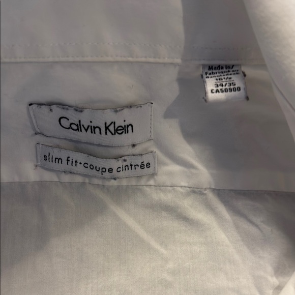 Calvin Klein Slim Fit White Dress Shirt Elegant Cotton - Picture 2 of 3